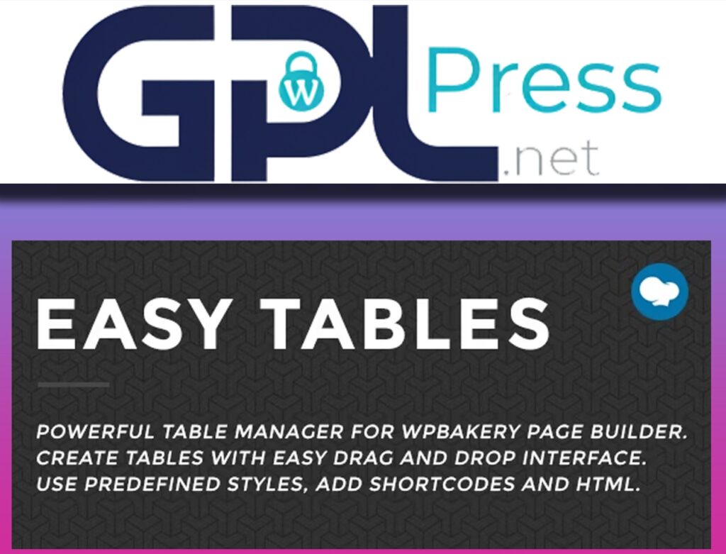 Easy Tables – Table Manager for WPBakery Page Builder - Pro Grid Tool
