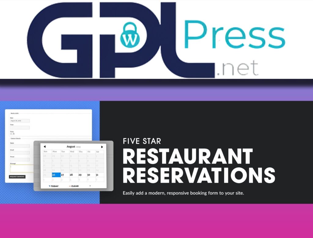 Five Star Restaurant – WordPress Restaurant Reservation Plugin - Pro