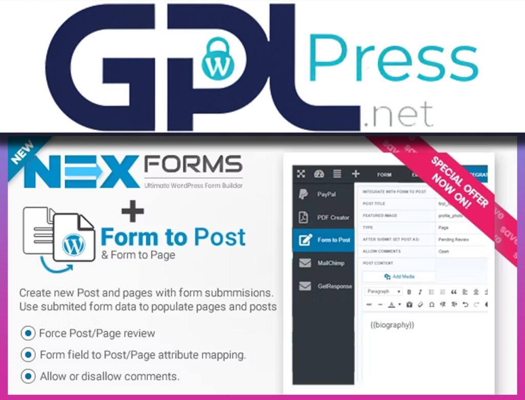 Form to Post or Page for NEX-Forms - Dynamic Content Creator