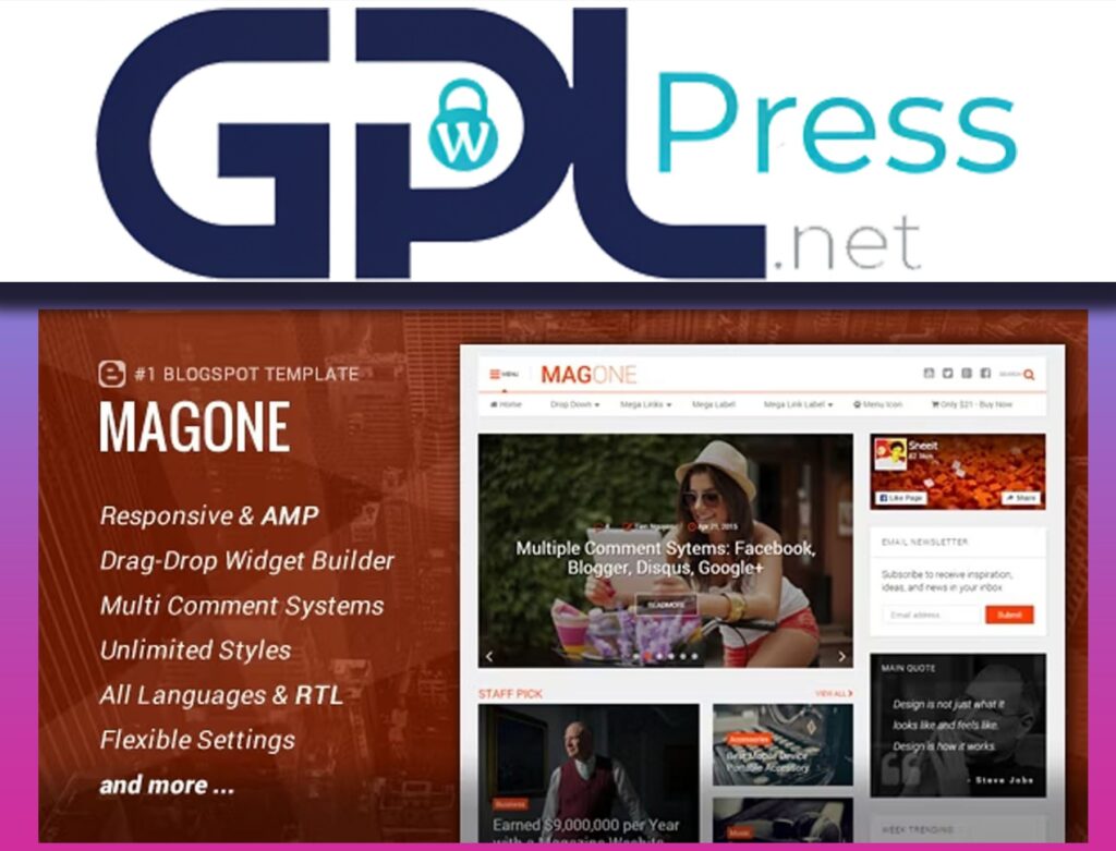 MagOne – Responsive News and Magazines Blogger Template - Easy Layouts