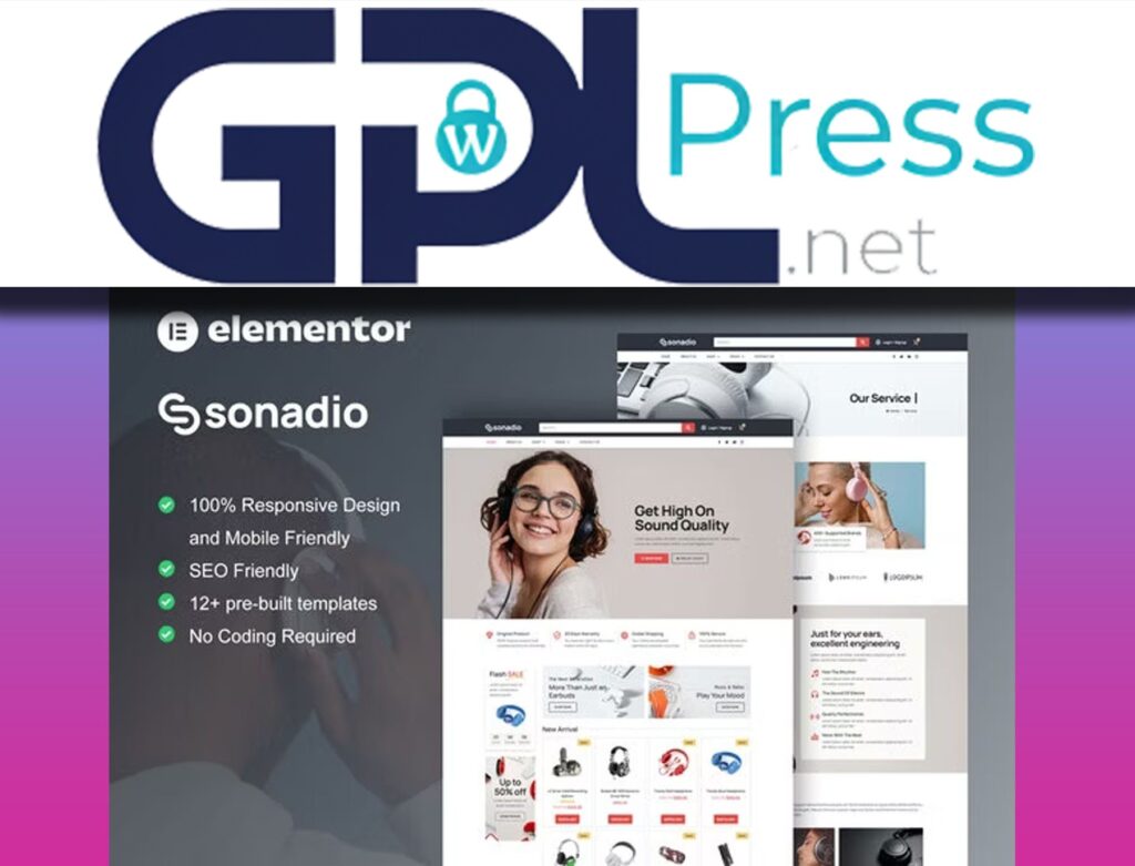 Sonadio Woocommerce Audio Store Elementor Pro Template Kit - Pro Audio