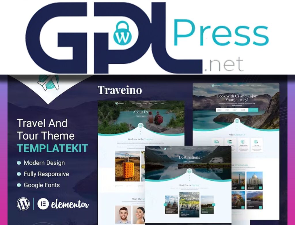 Traveino Travel Agency Elementor Template Kit - Modern Travel Design